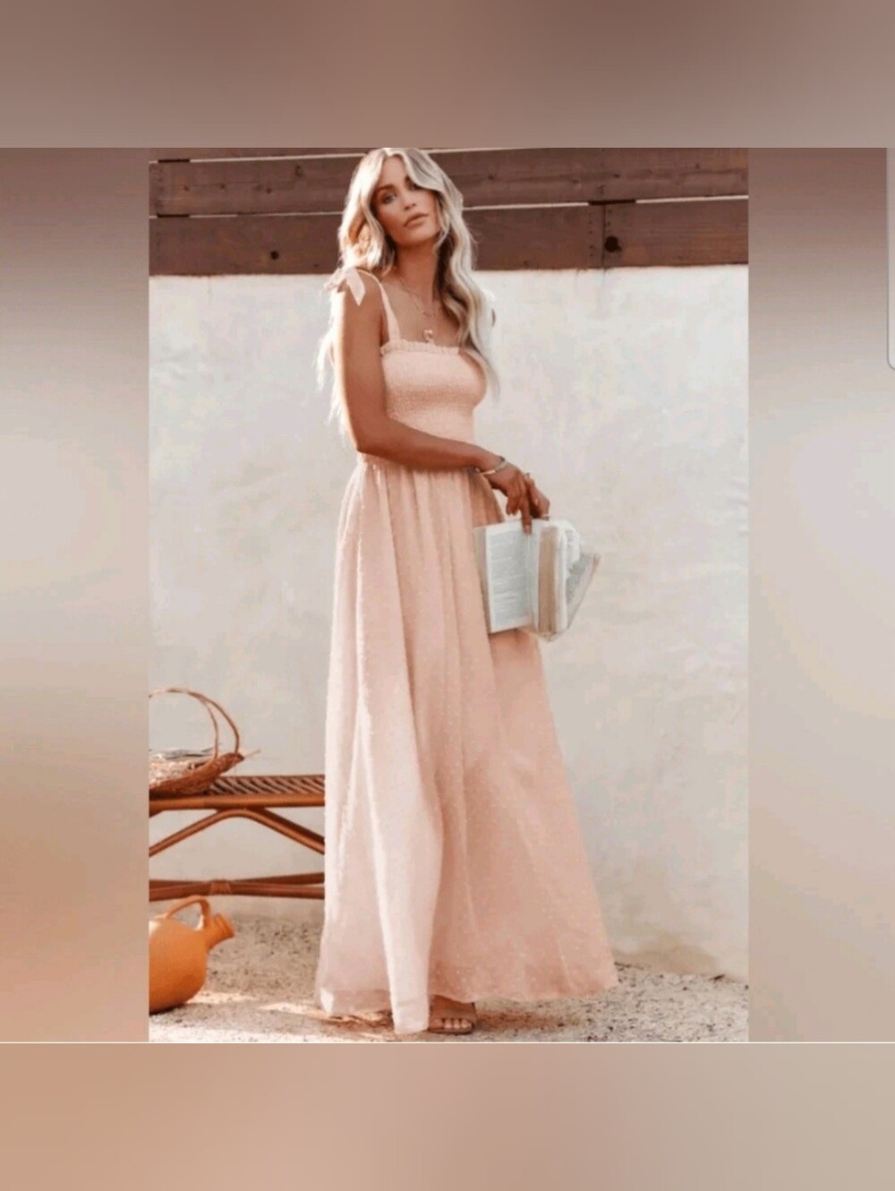 Sleeveless Smocked Maxi Dress With Side Split - Picture 4 of 7